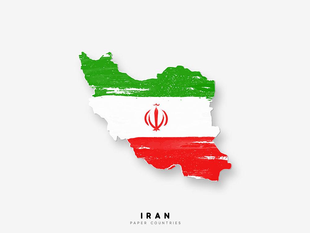 وکتور نقشه ایران با طراحی هنری و رنگ‌های ملی