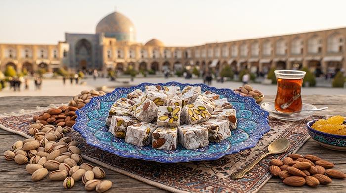 عکس گز پسته‌ای با پس‌زمینه تاریخی