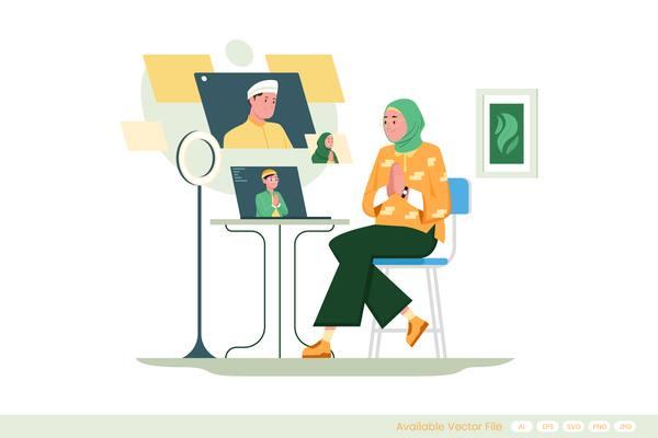 وکتور کاراکتر خانم ایرانی با حجاب